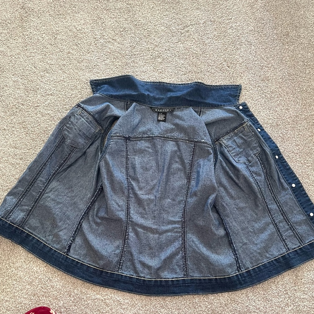Baccini Cotton Sleeveless Denim Vest w Rhinestone Accent Medium NWOT - Picture 9 of 12